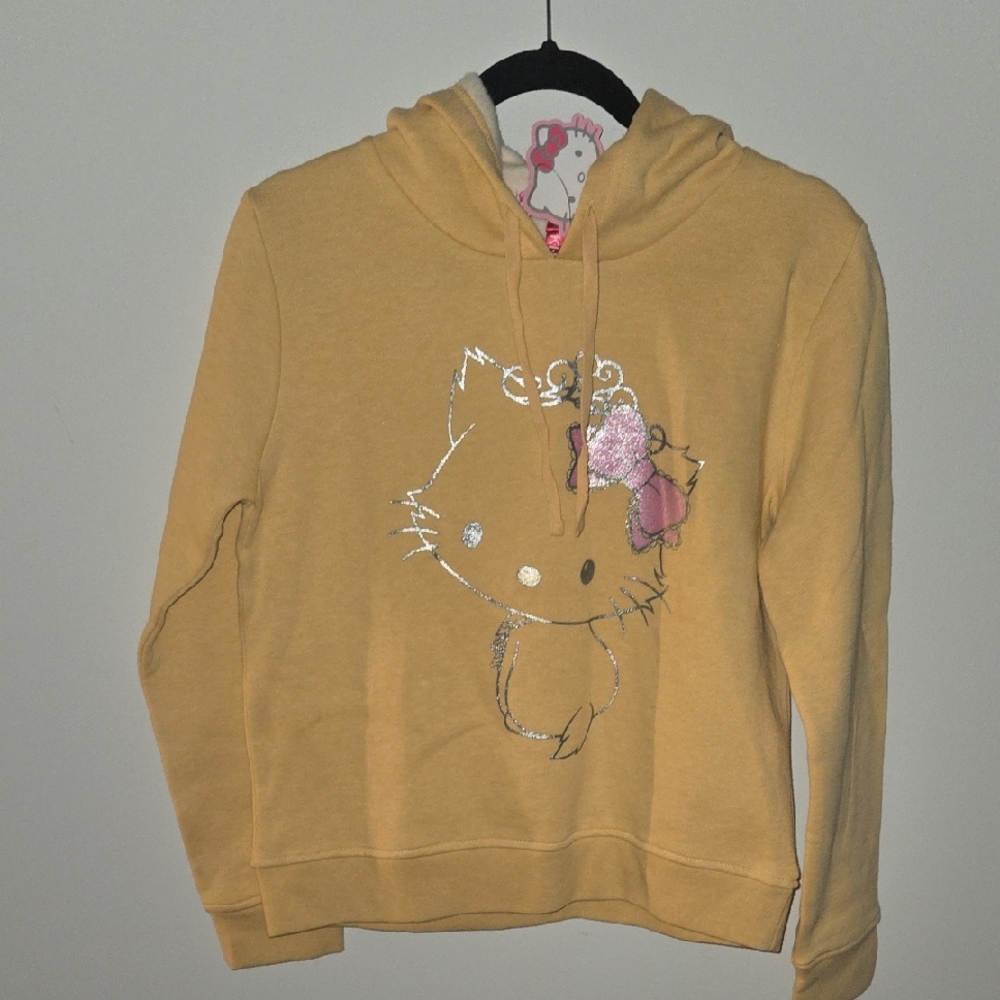 Sanrio Mustard Hoodie with Silver and Pink Details